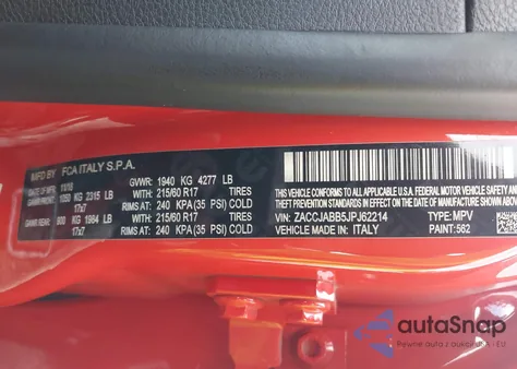 2018 Jeep Renegade Latitude Fwd from USA, damaged, VIN ZACCJABB5JPJ62214
